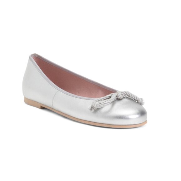 PRETTY BALLERINAS Silver Made In Spain Leather Rosario Ballet Flats - Picture 1 of 2